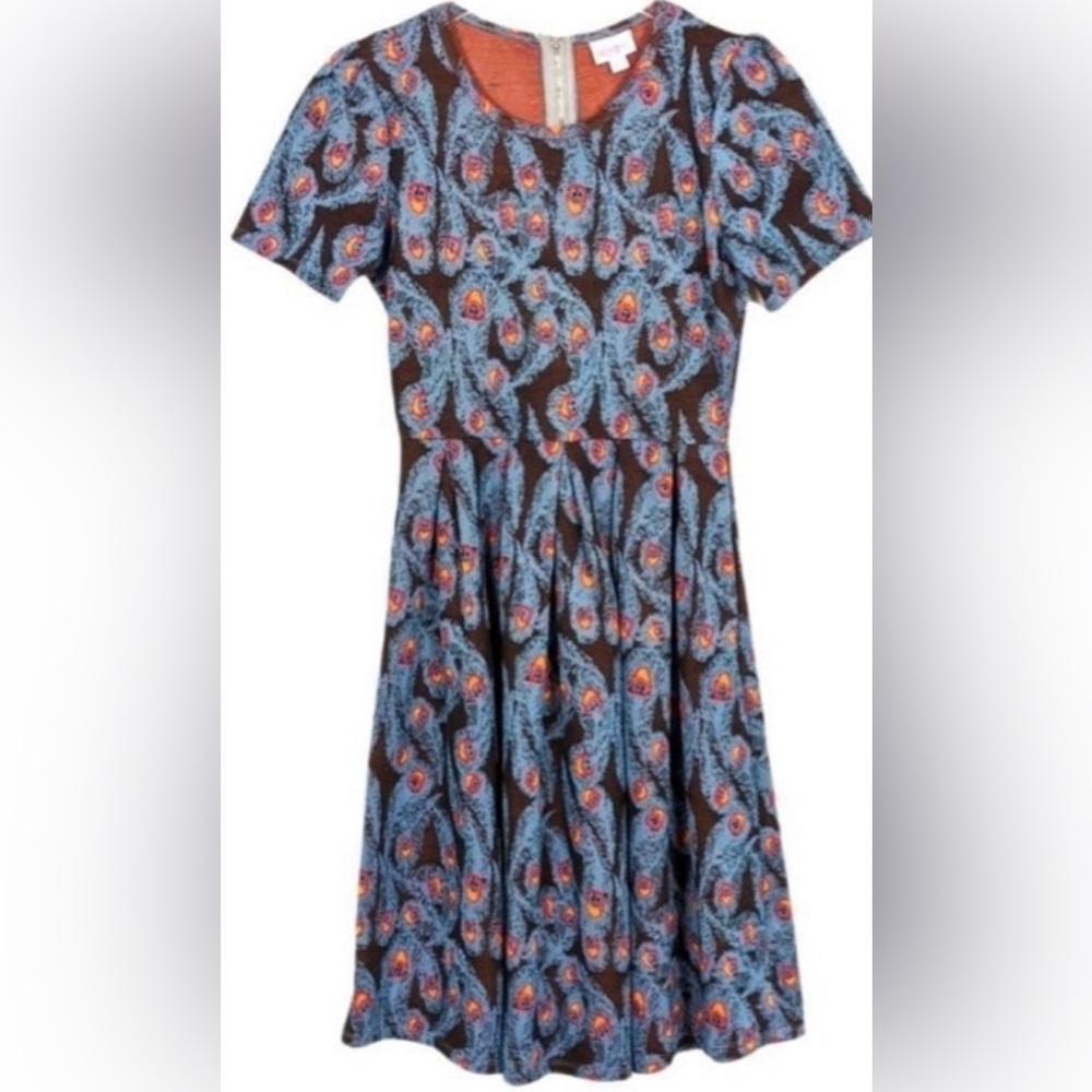 Lularoe Amelia Peacock Print Dress